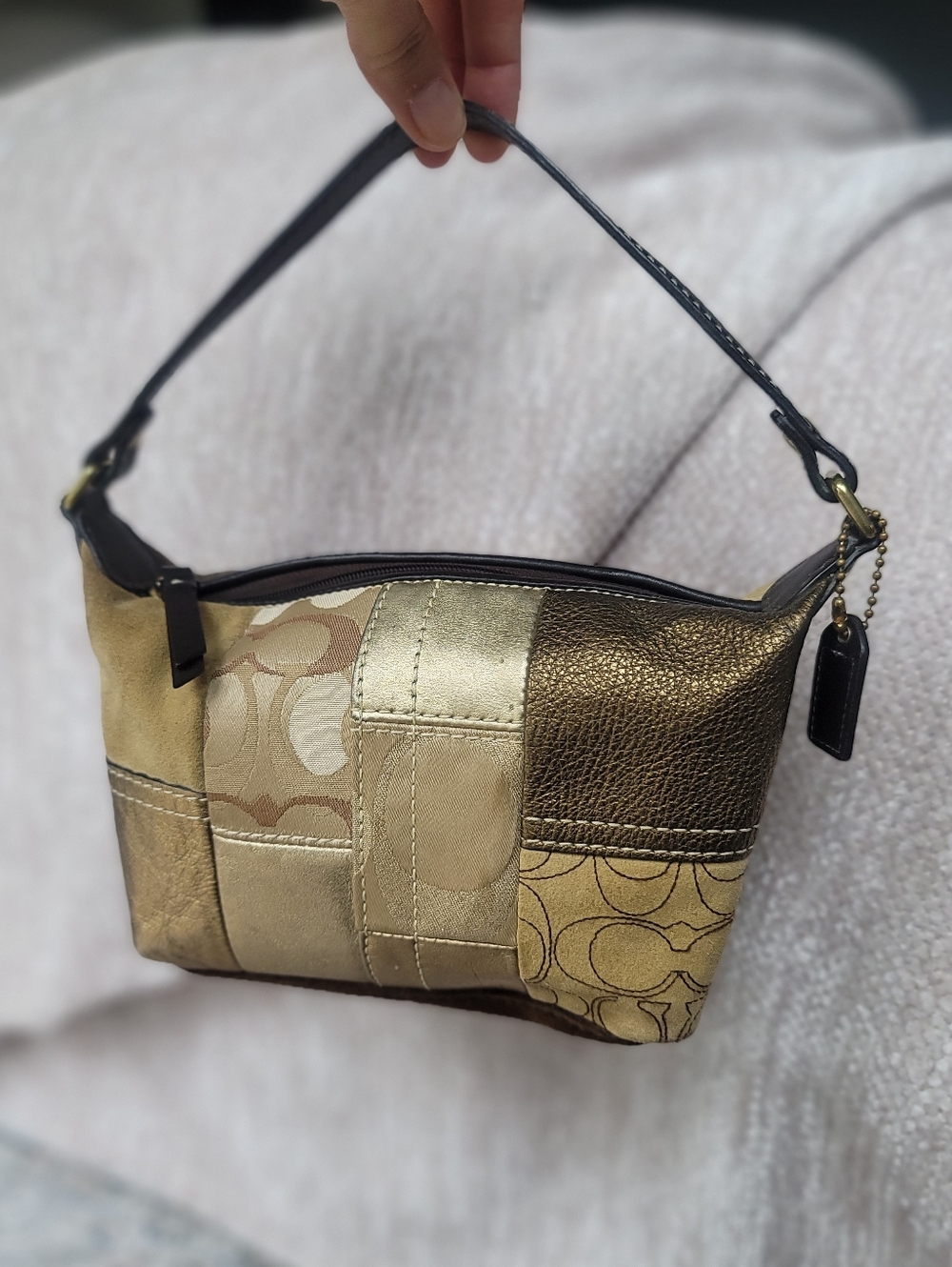 Coach Patchwork Metallic Gold Small Shoulder Bag